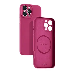 Premium Soft Liquid Silicone Magnetic Adsorption  Full Coverage Shockproof Protective Cover girly phone