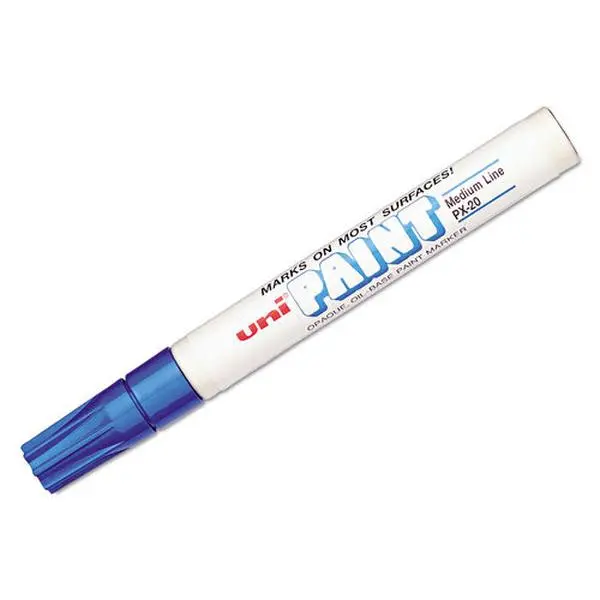 Uni-ball UBC63603 Uni-Paint Oil-Ink Markers, Medium Line, Blue, Permanent, Bold Marks, Glossy Finish, Opaque Print