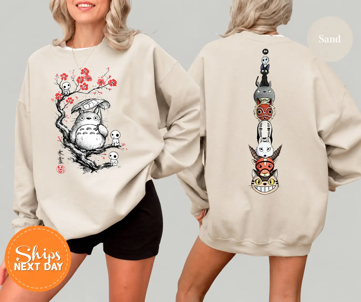 My Neighbor Totoro 2 Sided Sweatshirt, Ghibli Totoro Shirts, Ghibli No Face Hoodie, Studio Ghibli Anime Shirts, Y2K Shi