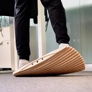 Solid Wood Geele Standing Balance Board - Anti - slip, Floor - friendly, for #   WFH Fitness #   OfficeWellness, #   LegToning & #   BalanceTraining,Amazing device for foot massage and decompression,Fitness skateboard trainer