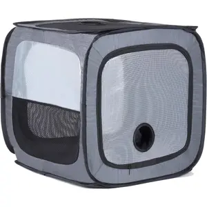 Pet Dog Cat Drying Box Waterproof Anti-Hair Flying Portable Cat Cage Kennel Portable Foldable Cat Drying Room Pet Dry Room Pet Hair Dryer Clean Grooming House Dryer Cage for Cats/Dogs.(Grey)