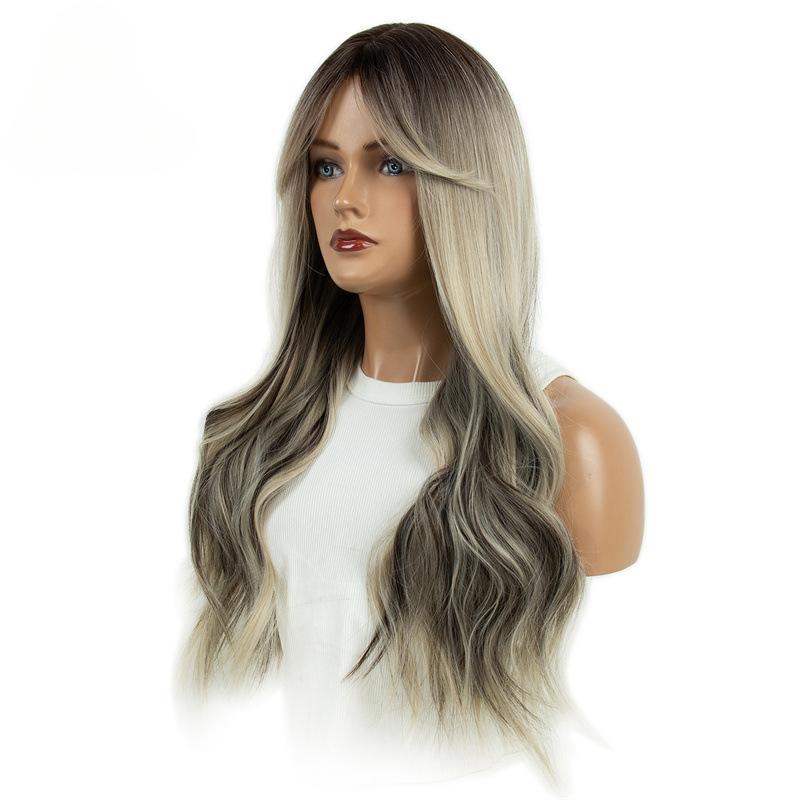 Amazon's best-selling wig, full head hairstyle, wavy curls, heat-resistant fiber, high-temperature silk wig for women