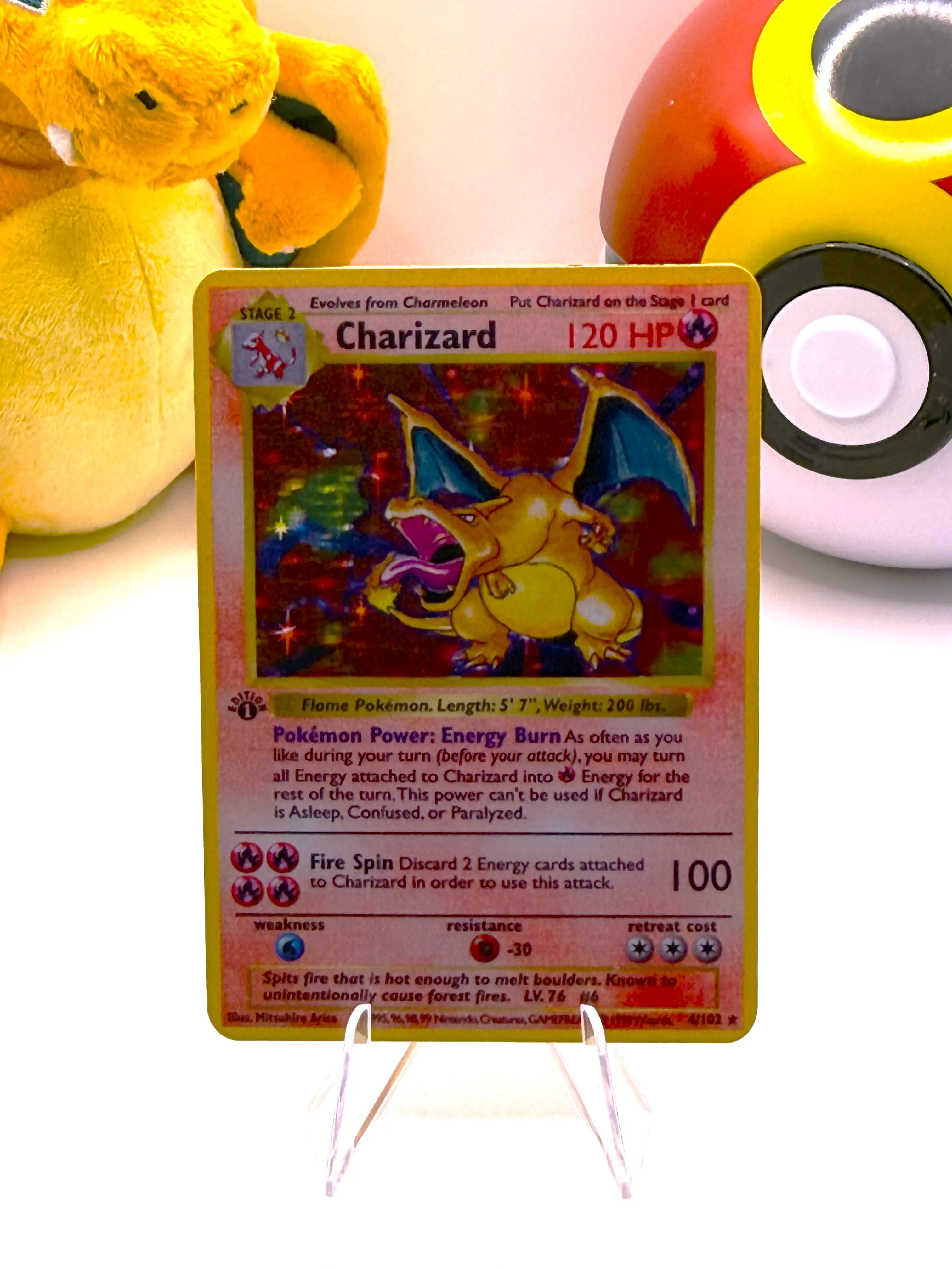 Charizard 1st Edition Base Set 4/102 Promo Pokemon Premium Gold Metal Card Collectible Gift Display