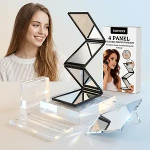 Portable Folding Makeup Mirror, Multi-Angle Illumination Beauty Tool, Compact Cosmetic Mirror, Ideal for On-The-Go Use, 1 Box