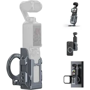 Mount Stand Compatible with   Pocket 3, Suction Case Holder,Protective Cage,Pocket 3 Accessories Handle Grip with Cold Shoe Mount for Vlog,Gym,Travel,Any Metal Surface