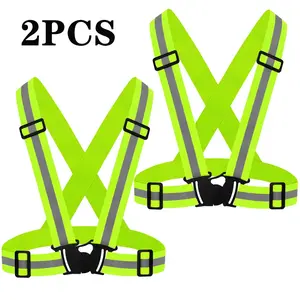 Reflective safety vest (2 pieces) - high visibility vest with adjustable shoulder straps, suitable for outdoor jogging, cycling, walking, and ridingRAIMENTRY