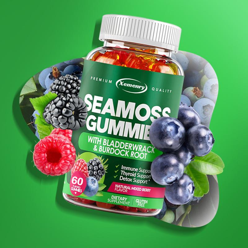 SEAMOSS GUMMIES--IMMUNE BOOSTER/DETOX SUPPORT/thyroid Support/SUPPORT FOR DIGESTIVE SYSTEM/GLUTEN-FREE/DAIRY-FREE/NON-GMO/100%VEGAN-USA PRODUCT