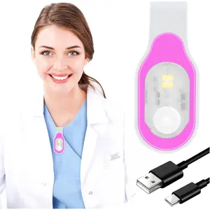 Rechargeable Clip-on Nursing Night Light, Hands Free LED Flashlight for Nurse Night Shift, Walking, Running, Pets Outdoor Emergency (Pink)
