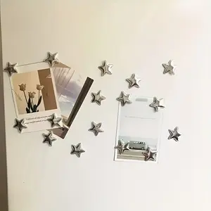 10 Cute Silver Color Star Shape Magnetic Decorative Refrigerator Magnets for Decorating Fridge, Perfect for Kitchen and Office Organization, Creative Star Pattern Decor, Home Decor, Decoration