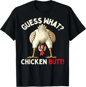 Funny Chicken Graphic Tees Men Women And Chicken Butt T-Shirt Cotton Short Sleeve Shirt Casual Tee streetwear