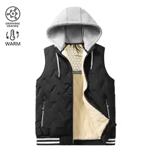Men’s Autumn & Winter Fleece-Lined Thickened Hooded Vest with Graphene Heating Technology — Stylish, Warm, Casual Sleeveless Gilet