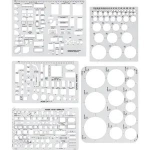 5 Pcs Architectural Templates Circle House Plan Interior Design & Furniture Templates Drafting Tools Ruler Shapes for Architecture