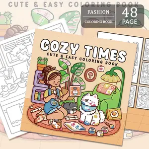 1PC Relaxing Time Coloring Book, Relaxing Coloring Activities, healing style, featuring interactive patterns of girls, cats, and cafés, great for stress relief and relaxation, suitable for gifting to friends, Perfect Gift, adult coloring book
