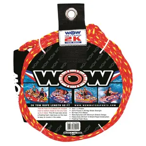 WOW Sports 11-3000 Towable Rope, 60 ft Length, 2000-Lb Capacity for Tube Towing, Includes Rope Buoy
