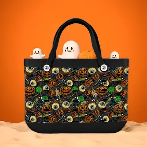 1pc Oversized Halloween Festival Beach Bag, Open Design Hole Design Handbag, EVA Halloween Backpack Tote Bag, Large Capacity Multifunctional Travel Bag, Shopping Bag, Suitable for Shopping, Travel, Vacation, Beach, Swimming Pool