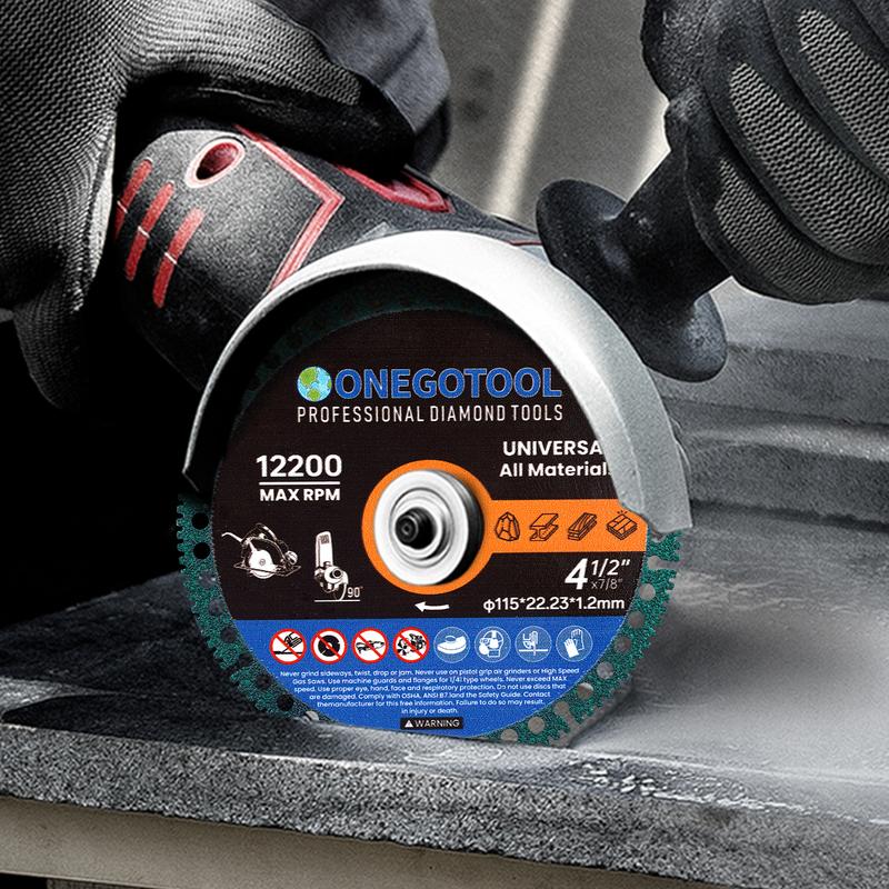 ONEGOTOOL 4-1/2 inch Indestructible Cutting Discs for Angle Grinder 7/8" Blades Cut Off Wheels Diamond Tool Metal rebar Porcelain Tile Granite Marble Smooth Cutter (3pcs)