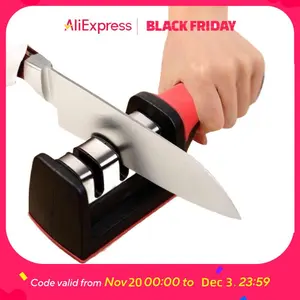 3-Stage Knife Sharpener Set - Diamond & Ceramic Rods for Kitchen, Hunting, Pocket Knives, Fast Edge Repair with Non-Slip Base (B