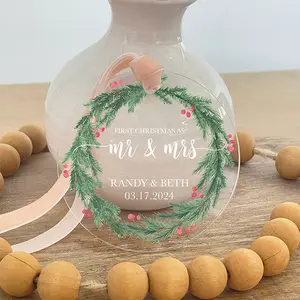 Wedding Ornament, Our First Christmas Married 2024, Engagement Ornament Gifts, Acrylic Couples Gift, Wedding Gift, Bridal Shower Gift