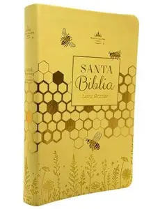Reina Valera 1960 Bible Letra Grande 11.5 Points Simil Piel Amarillo Abejitas 8.5 x 6 Inches 1280 Pages Wide Concordance Ideal for Reading and Study