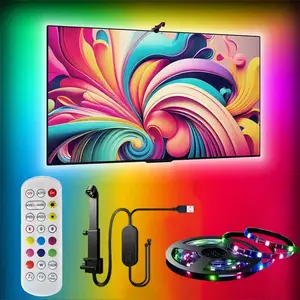 Ar Color Sensing Rgbic TV Backlight Strip, Remote Control, Adjustable Brightness, Syncs with Music, USB Powered, Fits 35-80 Inch Screens, Tv Led Lights, Dimmable Led Lights