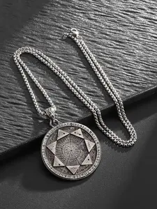 Seven Angels Magic Array Vintage Round Pendant Men's Necklace, Eco-Friendly Alloy Charm, Stylish Unisex Jewelry Accessory