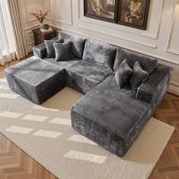 108” Grey L Shape Right Chaise With Ottoman