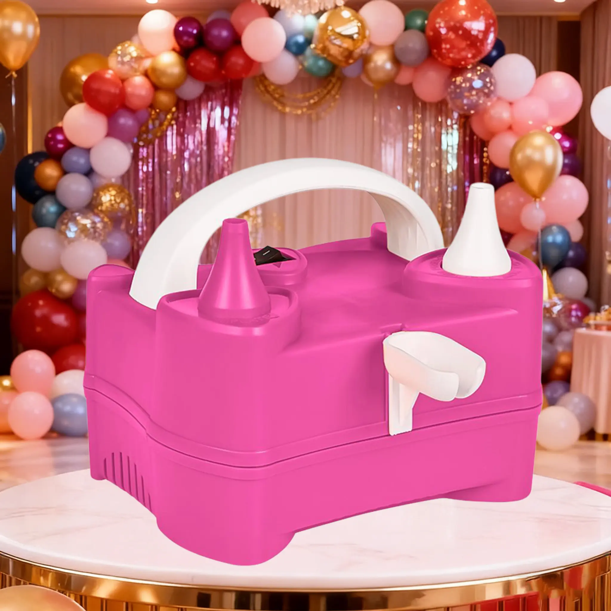 Automatic Dual-Nozzles Electric Balloon Pump with Fast Automatic Inflation, Balloon Decor Tool for Wedding, Birthday Decoration & Festive Party Supplies