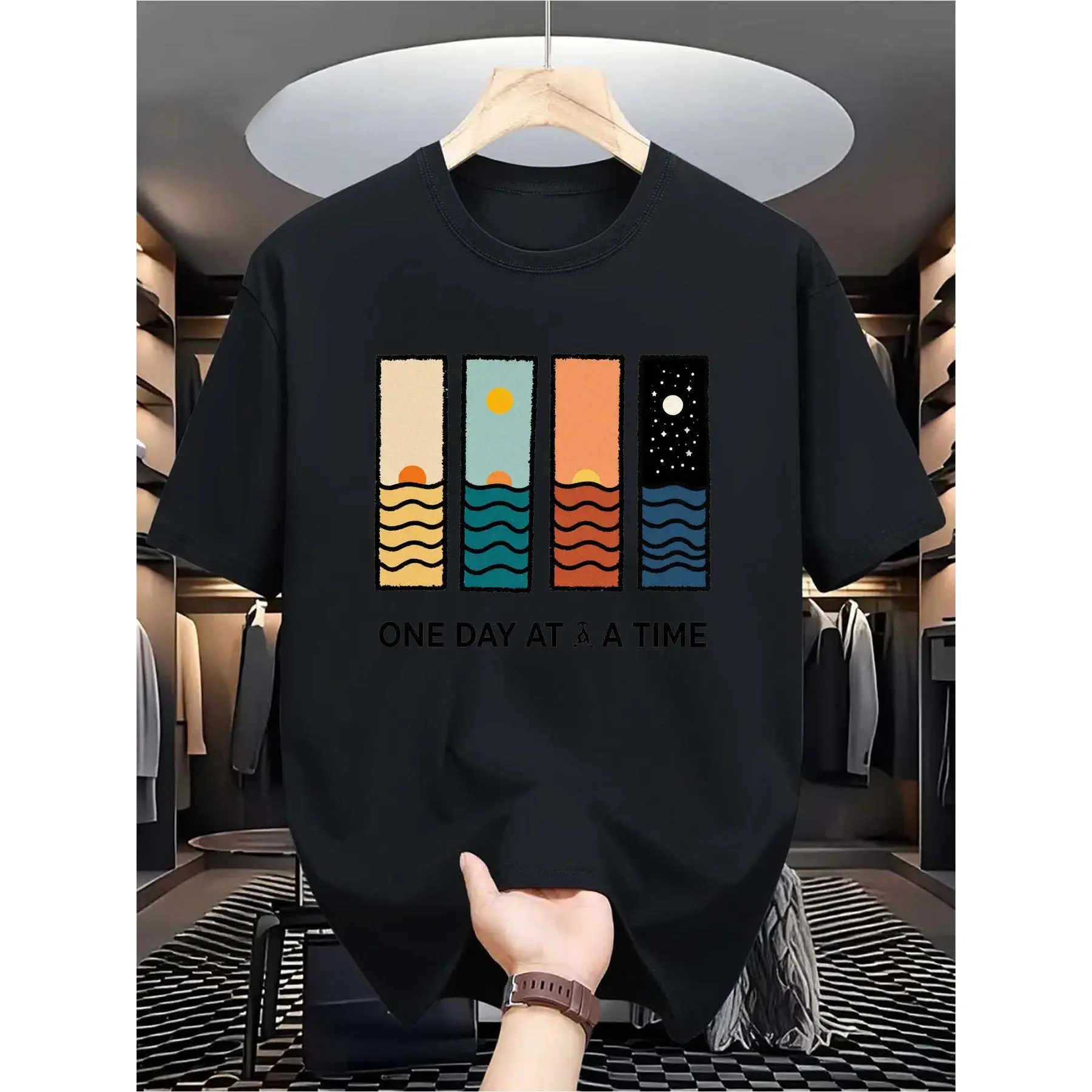 "Daily Anticipation" Retro Illustration T-Shirt |   Men’s Oversized Soft Cotton |   Casual Streetwear for Daily Wear |   Perfect Gift for Stylish Men