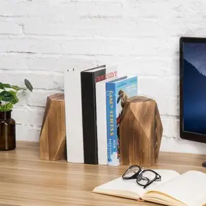 Geometric Style Wood Bookends