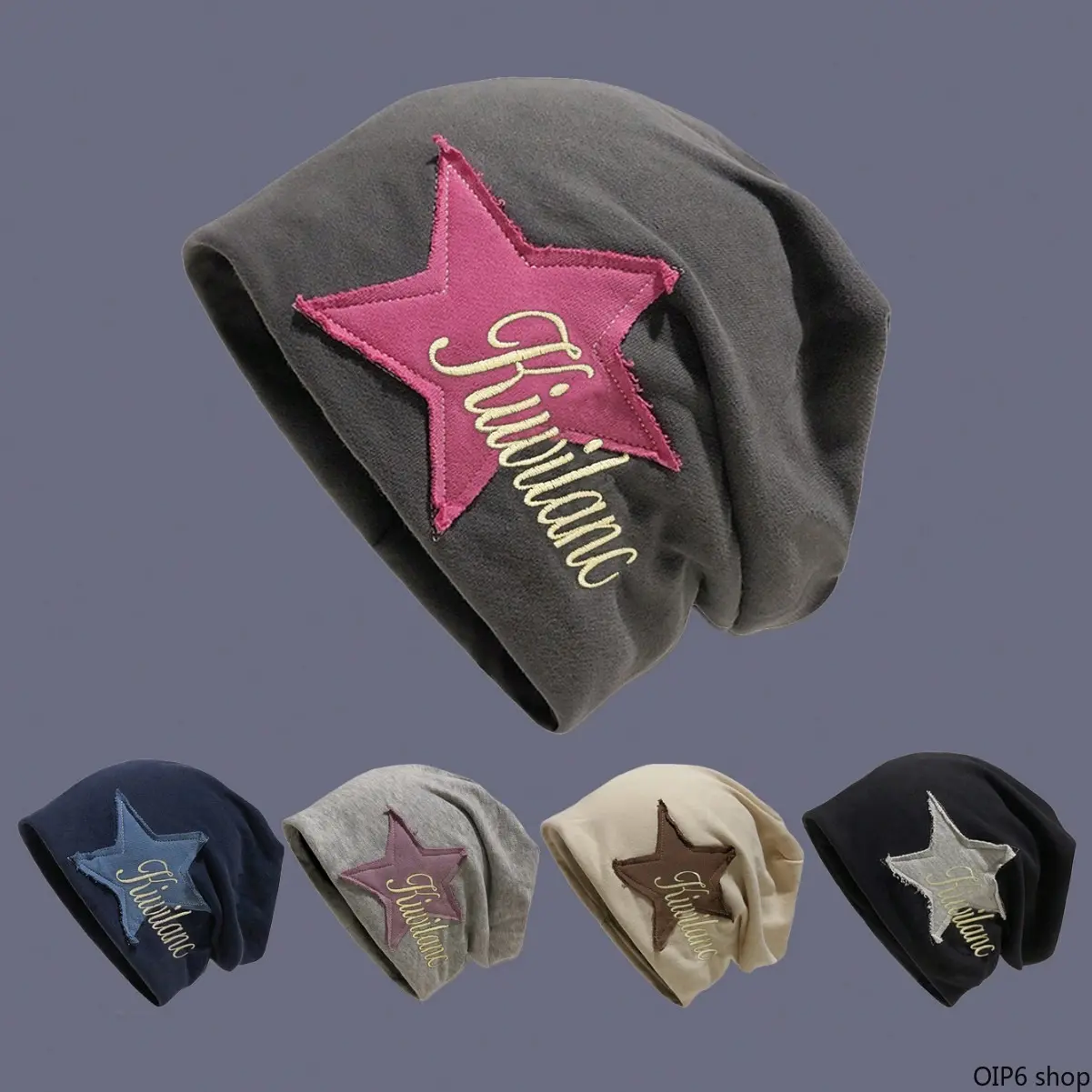 Unisex Fitted Geometric Star Patch & Letter Embroidery Knit Beanie - Machine Washable Soft Fabric Headwear, Versatile Matching, Men's Accessories, Accessories for Women, Everyday Casual Hat for Daily Outfits & Holiday Gifting