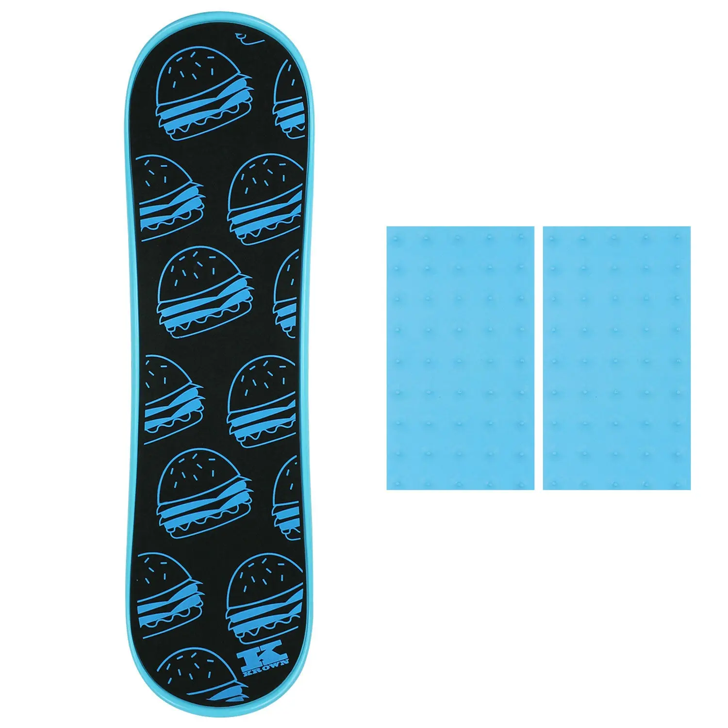 Krown Snowskate 9" x 32" Burgers Blue Color Studded Grip Combo
