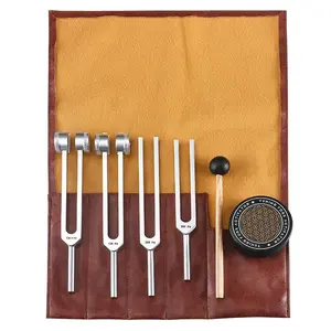 Complete 6-Piece Healing Tuning Fork Set – 128Hz, 136.1Hz, 256Hz, 384Hz w/ Striking Mallet & Leather Pouch – Perfect Gift for Her