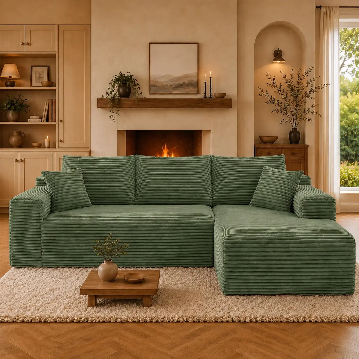 95.6" L-Shaped Modern Chenille Boneless Sectional Sofa Set - Free Combination with Side Recliner, Indoor Living Room Furniture Piece