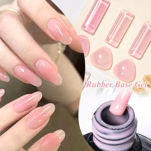 2 in 1 Rubber Base Gel Nail Polish, 10ML Clear Soak Off UV LED Nail Gel Varnish, Gentle Temperament Long-lasting Shine Nail Art Gel, Base Coat
