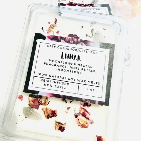 CelStars Lunar Soy Intention Wax Melts Set, Crystal-Infused Fragrance Freshener for Home Decor