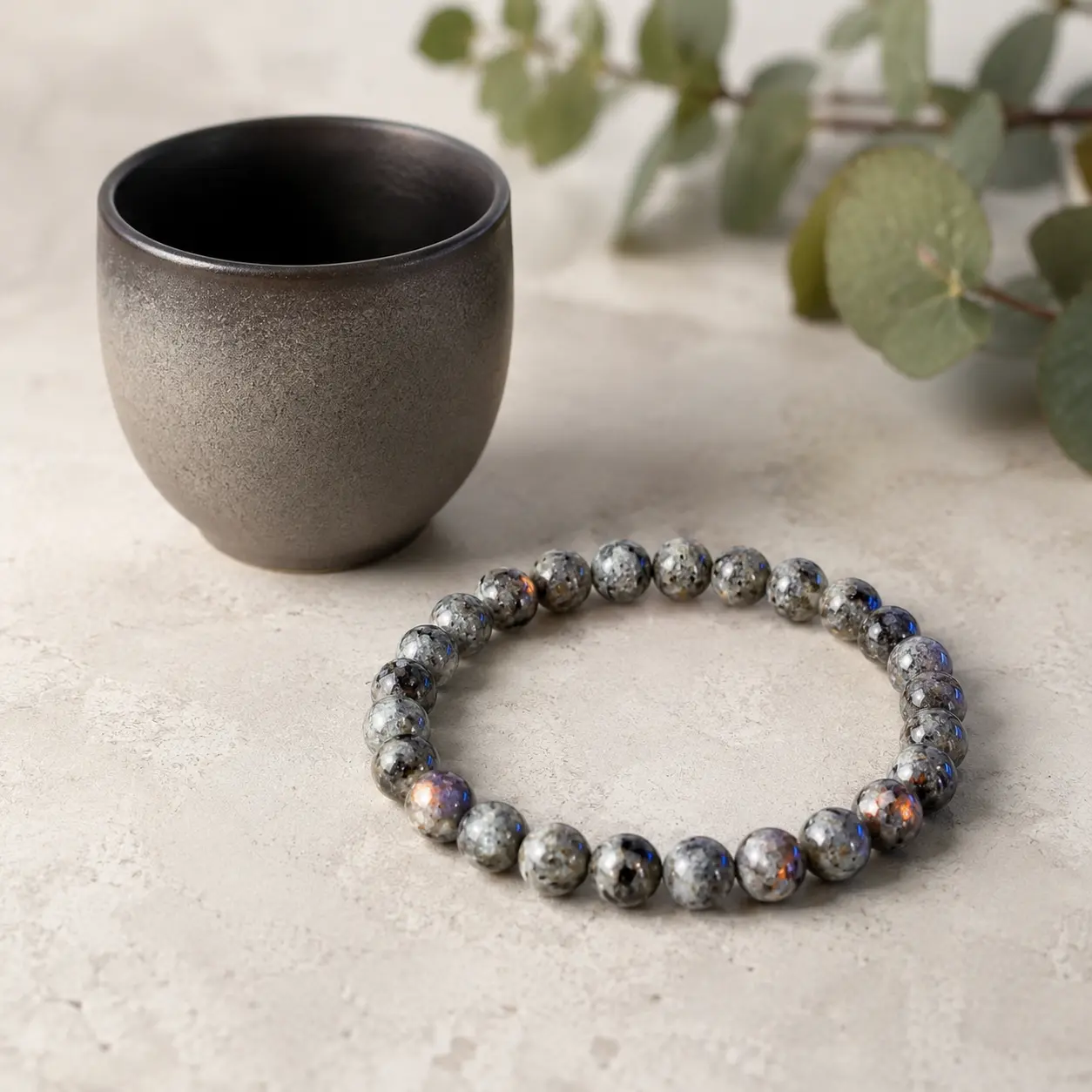 Stargate Premium Yooperlite Bracelet - Natural Fluorescent Flame Stone Beaded Jewelry (8mm)