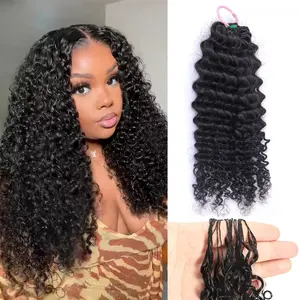 Kinky Curly Miracle Knots Human Crochet Hair Invisible Pre-Separated Feather Crochet Human Hair Extensions For Black Women Natural Black 50g/Pack