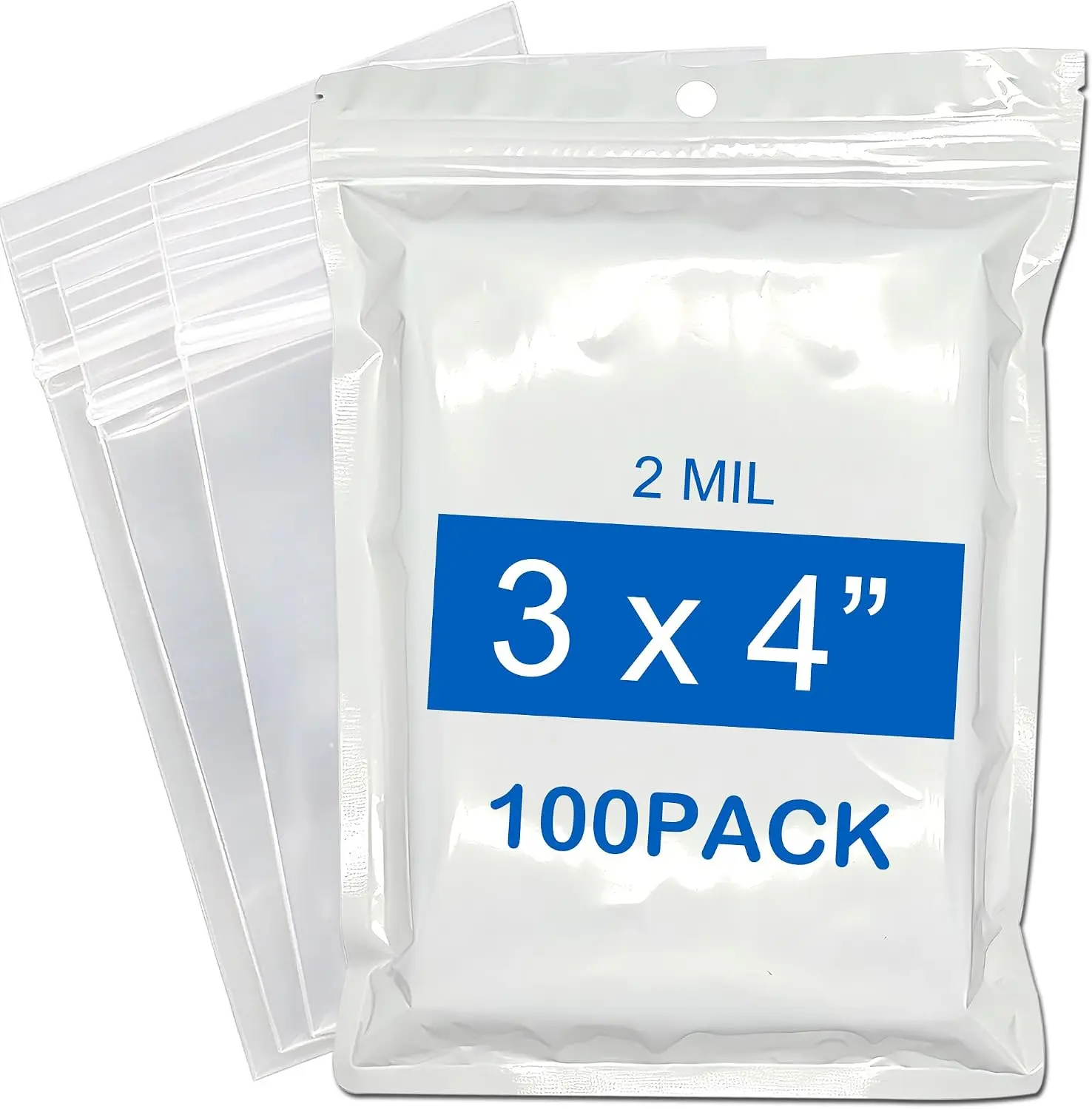 3''x 4'', (Pack of 100) Small Plastic Bags,2 MIL Thick Poly Zipper Lock Bags Clear for Photo, Jewelry, Bakery, Treats, Travel, Storage, Packaging & Shipping.PP Resealable