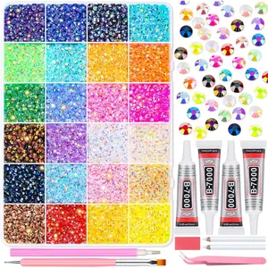 Multicolor 4mm AB Rhinestone Kit with 16000pcs, 4pcs  Jewelry Glue, Tools for Bedazzling Crafting, Graduation Cap, Jewelry, Shoes & Nails
