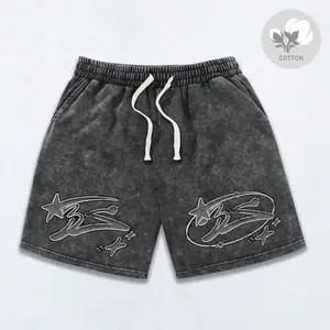 Men’s fashion cotton shorts—retro washed distressed look, trendy Y2K streetwear snowflake pattern, American-style unique print. Comfortable fabric that is breathable and lightweight; suitable for surfing and basketball; ideal for all seasons. A premium gi
