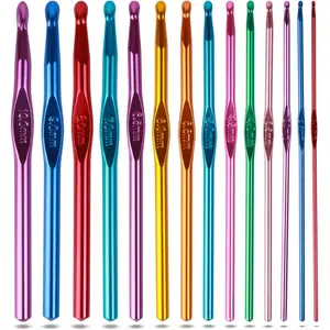 Crochet Hooks Set Aluminum Handle Knitting Needles for Arthritic Hands Crochet Needles for Yarn Craft Nice Gift for Women