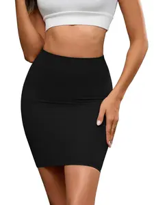 INSPIRE CHIC Women's High Waisted Half Slips Under Dress Tight Skirt Body Shaper Slimming Slip Black