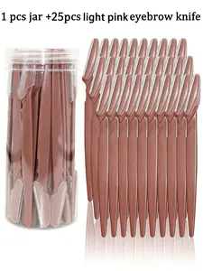 25 Pcs Eyebrow and Face Razors for Women and Men, brown Facial Shavers with Protective Covers, Safe for Beginners