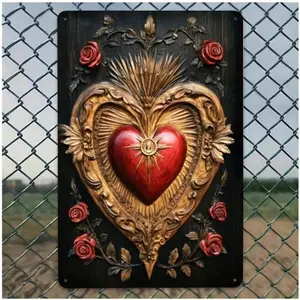 Sacred Heart Vintage Metal Wall Art