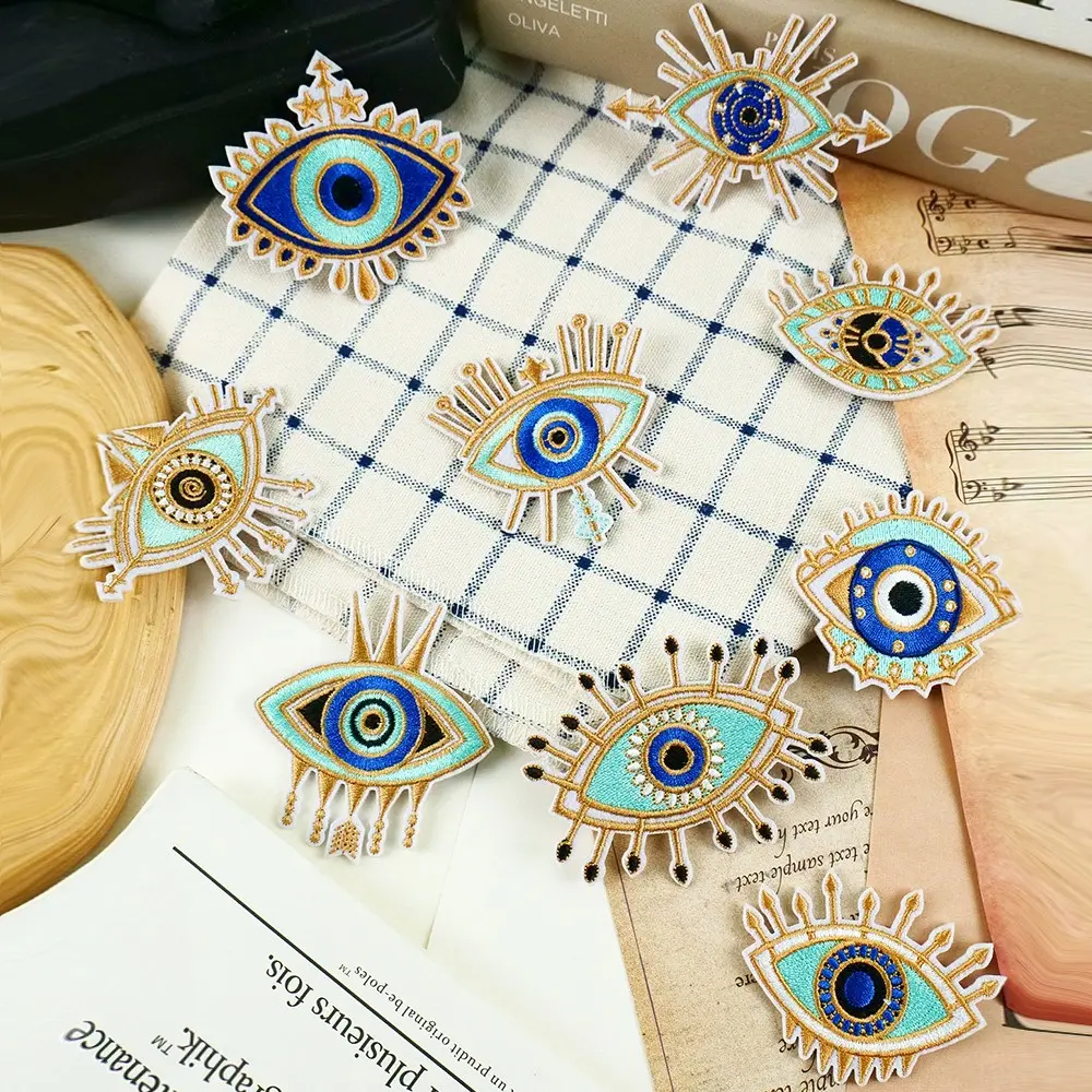 9-Piece Set Evil Eye and Demon Eye Embroidered Iron-On Fabric Patches, Embroidery Patches DIY Decor for Jeans, Jackets, Backpacks, Hats, Shoes