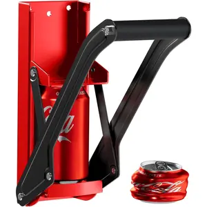 Can Crushers for Recycling - 16 oz Heavy Duty Aluminum Can  Wall Mounted - Soda and  Can Smasher for Recycling with Bottle Opener - For 12 and 16 oz Cans - Easy to Install, Red -