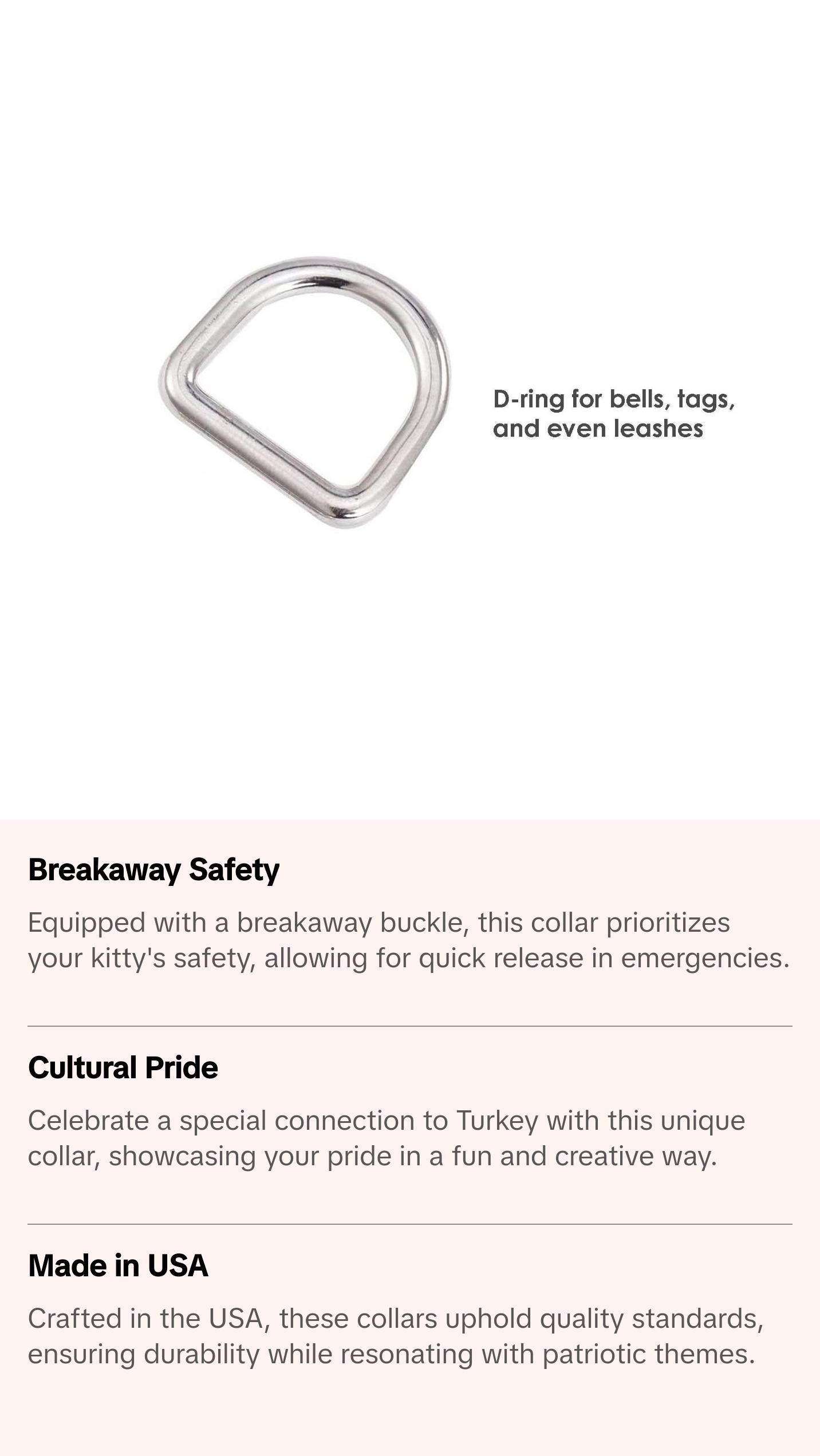 Cat Collar with Turkey Flag | Great For National Holidays, Festivals, Parades, Sporting Events, Pride Events