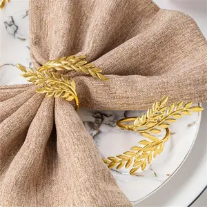 6-Pack Leaf Napkin Rings, Tabletop Decorative Holder, Leaf Shape Design, Perfect for Weddings, Christmas Parties, Banquets, Evening Events