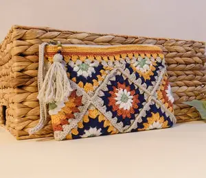 Handmade Crochet Tile Pouch(Marigold)