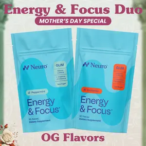Energy & Focus Duo - Caffeine Gum - OG Flavors (2-Bulk Pouches)